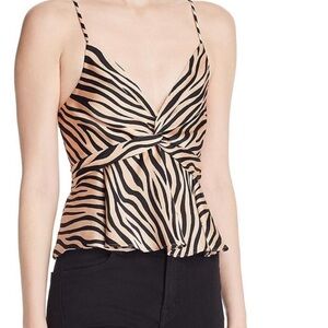 Aqua Zebra Patterned Twist Cami